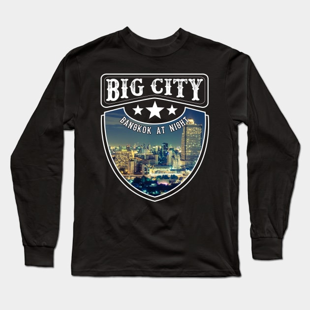 Big City - Bangkok At Night - Mega Long Sleeve T-Shirt by Hariolf´s Mega Store